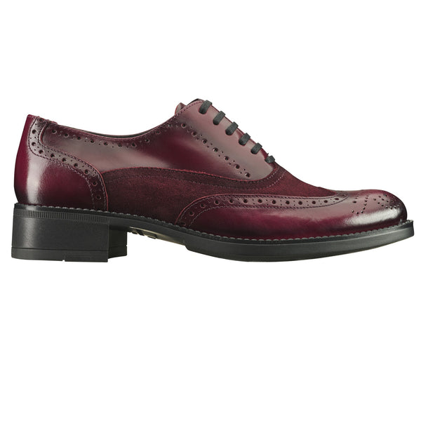 Deep Bordeaux Leather and Suede Brogue Shoes
