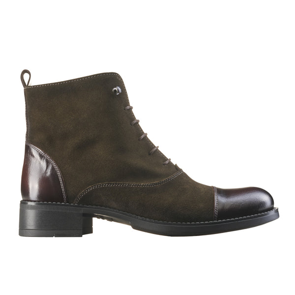 Olive Green Lace Up Ankle Boots
