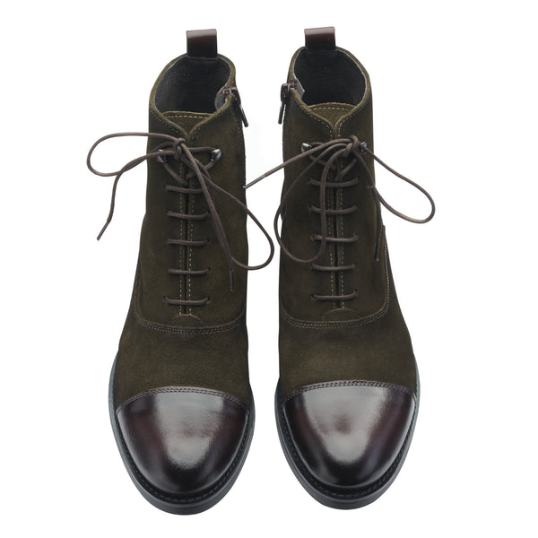 Olive Green Lace Up Ankle Boots