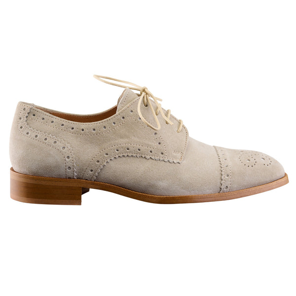 Beige Suede Leather Brogues