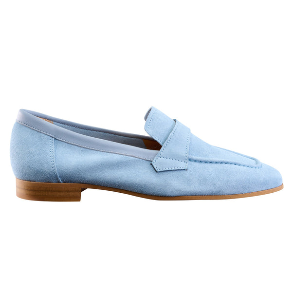 Pale Blue Suede Livia Loafers