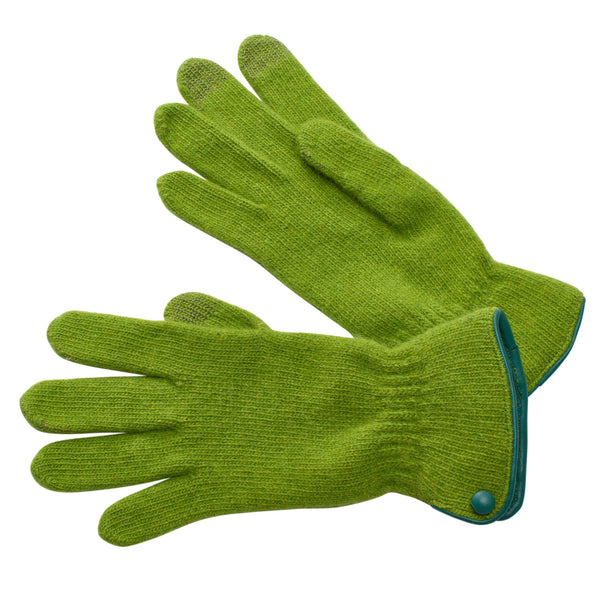 Lime Green Angora Button Gloves