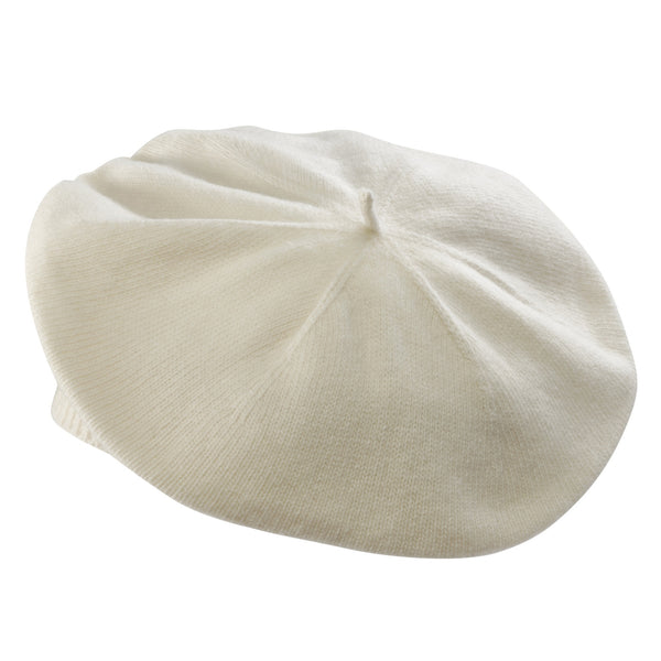 Cream Merino Cashmere Knitted Beret
