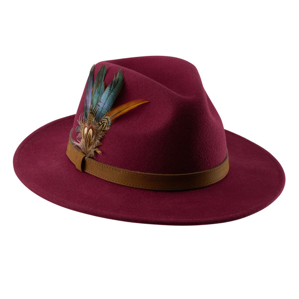 Wine Red Feather Fedora