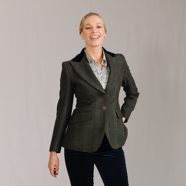 Dark Green T.Ba Tweed Swing Jacket