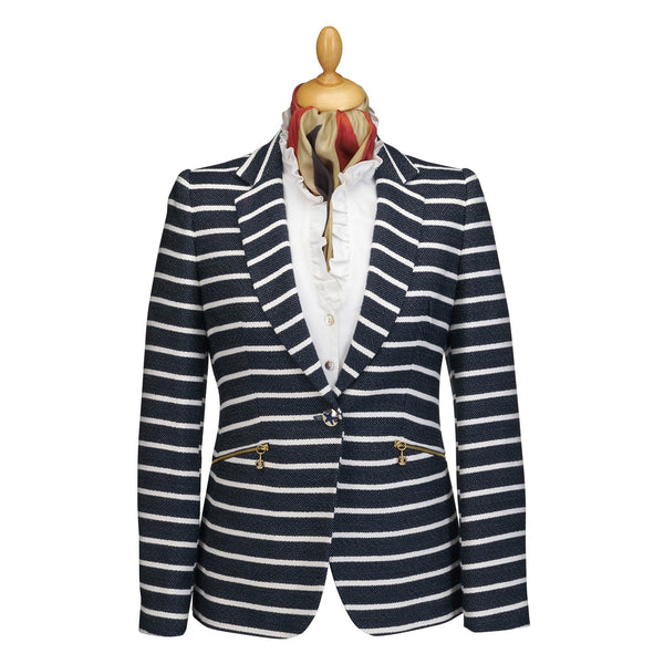 Navy Stripe Tailored Henley Blazer