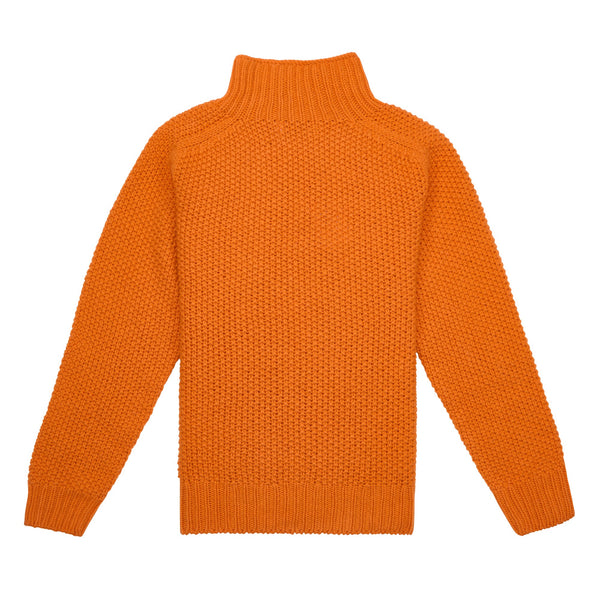 Orange Moss Stitch Turtle Pullover