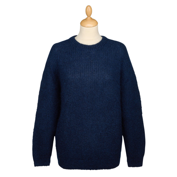 Navy Mohair Ribbed Crewneck
