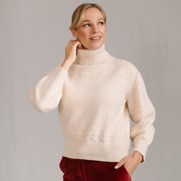 Cream Alpine Roll Neck Sweater