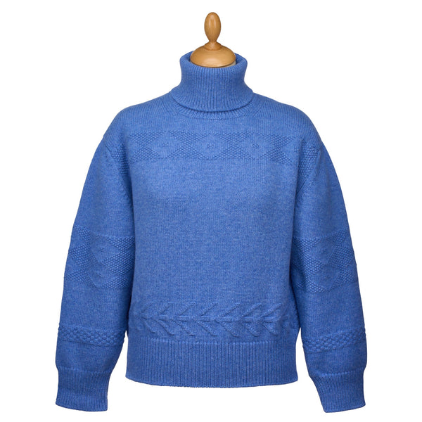 Blue Alpine Roll Neck Sweater