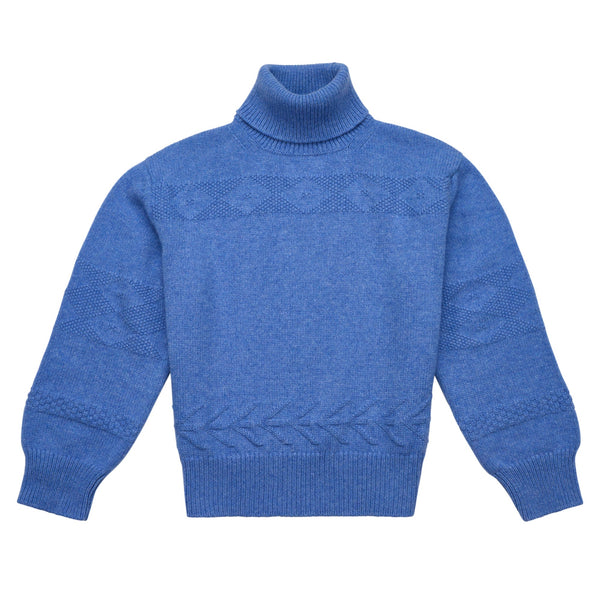 Blue Alpine Roll Neck Sweater