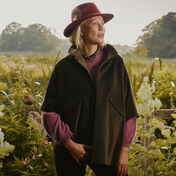 T. Ba Brown and Green Check Tweed Reversible Cape
