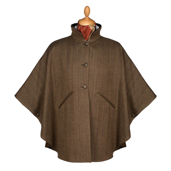 T.ba Herringbone Tweed Reversible Cape