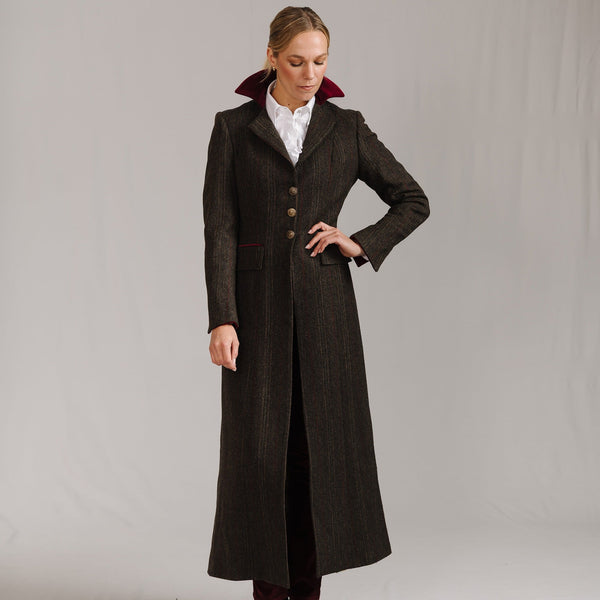 Dark Brown T.ba Long Tweed Coat