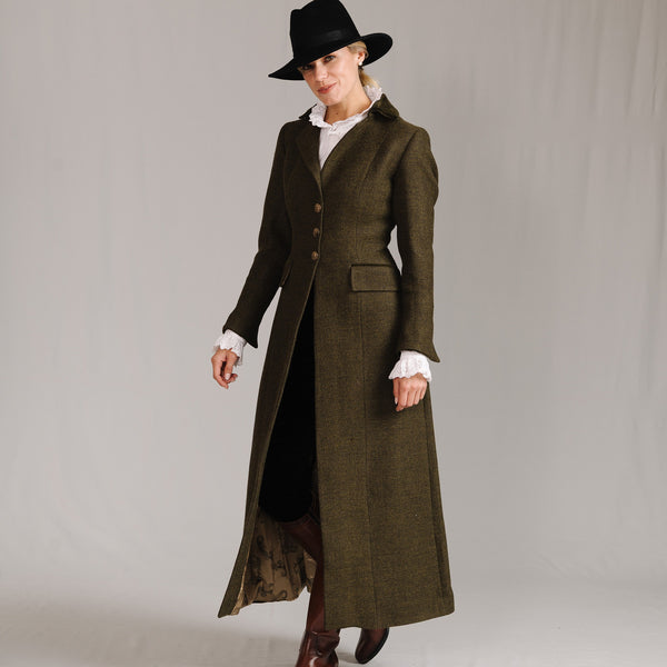 Olive Green T.ba Long Tweed Coat