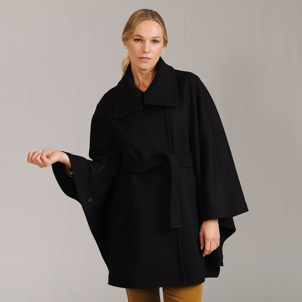 Maria Belted Navy Cape