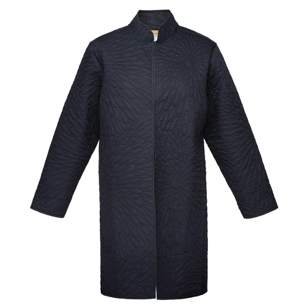 Dark Navy Quilted Cotton Coat