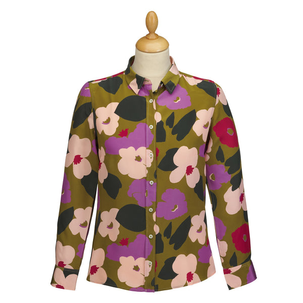Verve Pop Crepe de Chine Shirt made with Liberty Fabric