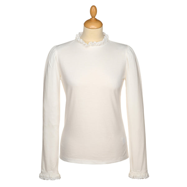 Frill Neck Cotton Jersey Top