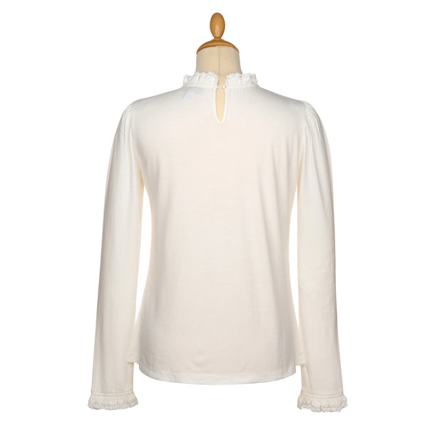 Frill Neck Cotton Jersey Top