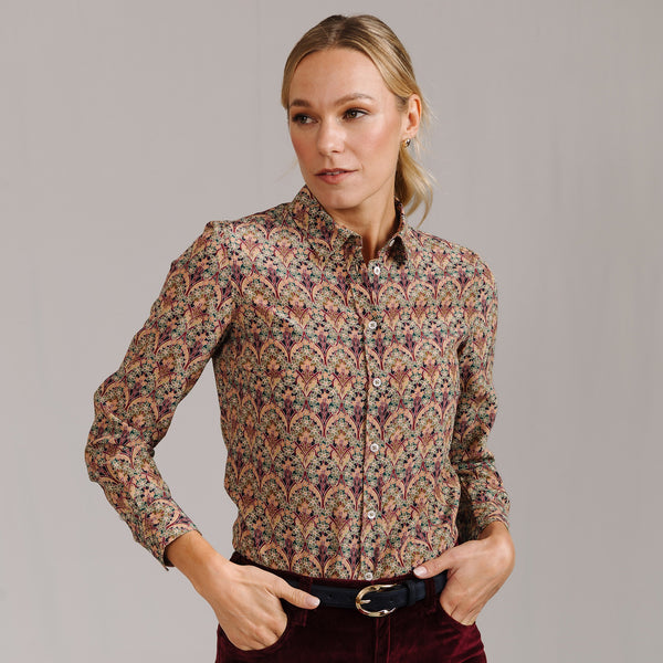 Iona Blossom Crepe de Chine Shirt made with Liberty fabric