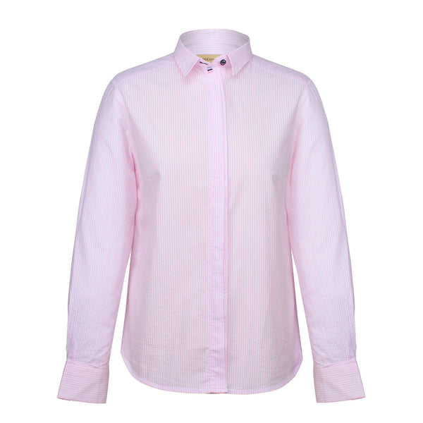 Pink Striped Seersucker Shirt