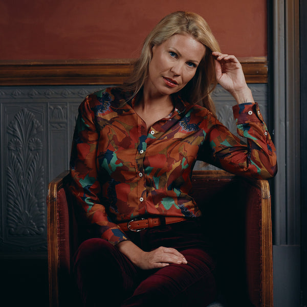 The Peony Parade Crepe de Chine Silk Shirt Made with Liberty Fabric