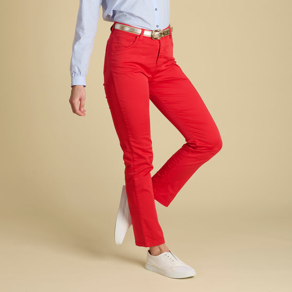 Red Cotton Stretch Lily Jeans