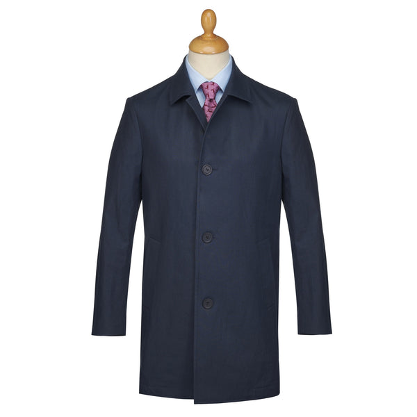 Navy Alderley Linen Raincoat