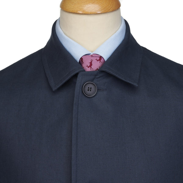 Navy Alderley Linen Raincoat