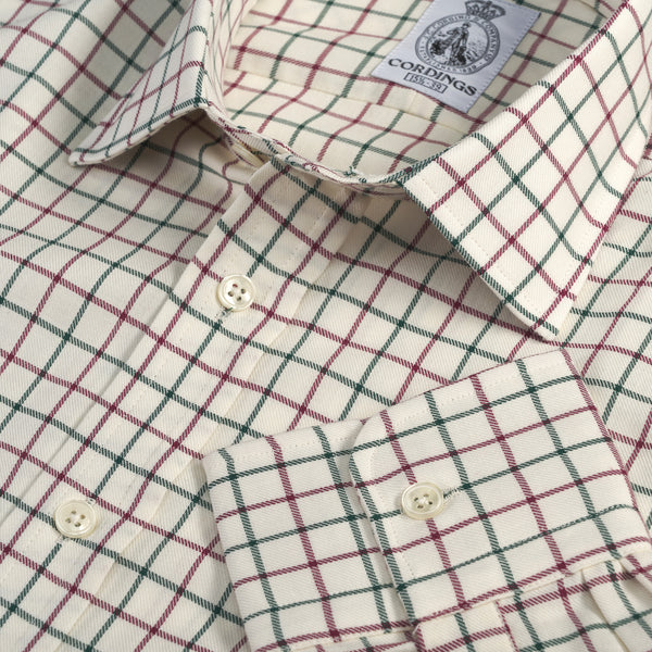Green Wine Medium Check Tattersall Shirt