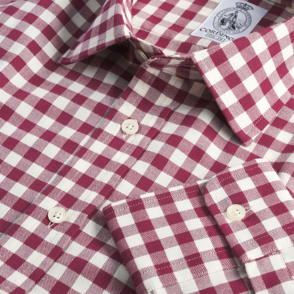 Wine Gingham Brushed Shirt