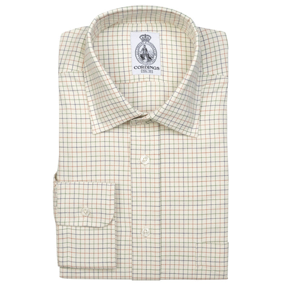 Navy Green Fine Tattersall Shirt