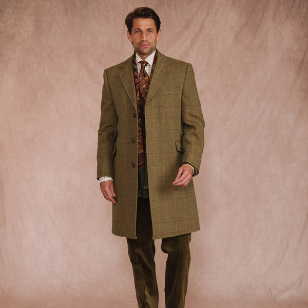 Sporting Check Tweed Covert Coat