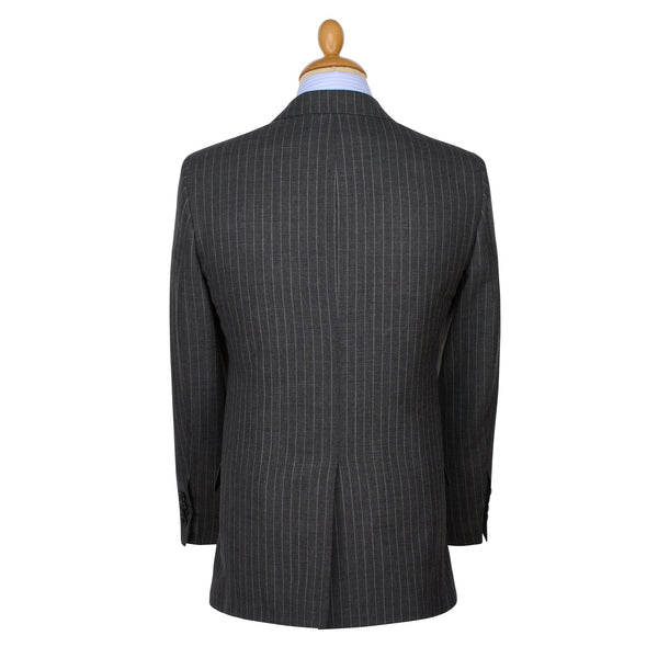 Grey 10oz Three Button Chalk Stripe Suit