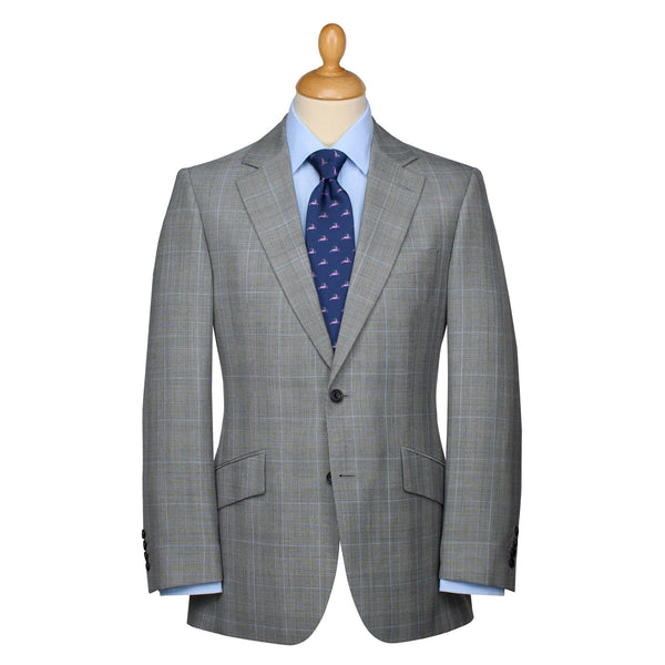 Grey Two Button 10oz Prince of Wales Suit