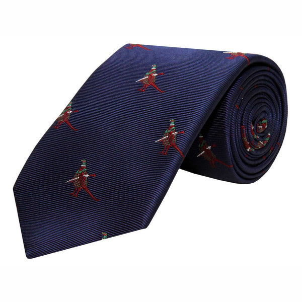 Navy Hunting Pheasant Silk Tie
