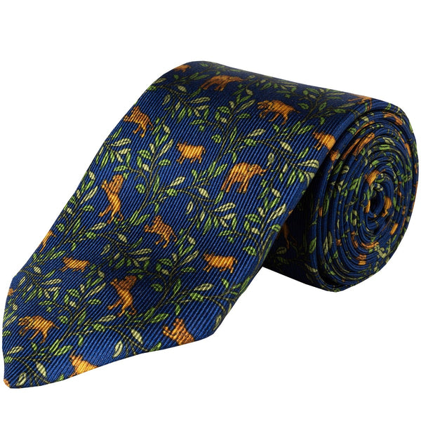 Navy Big 5 Silk Foulard 36oz Tie