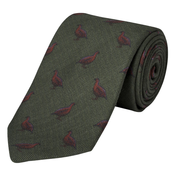 Green Wool and Cashmere Grouse Tie