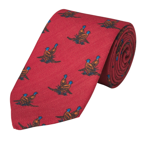 Red Wool and Cashmere Pheasant Tie