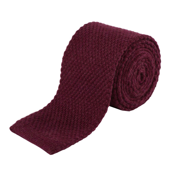 Burgundy Cashmere Silk Knitted Tie