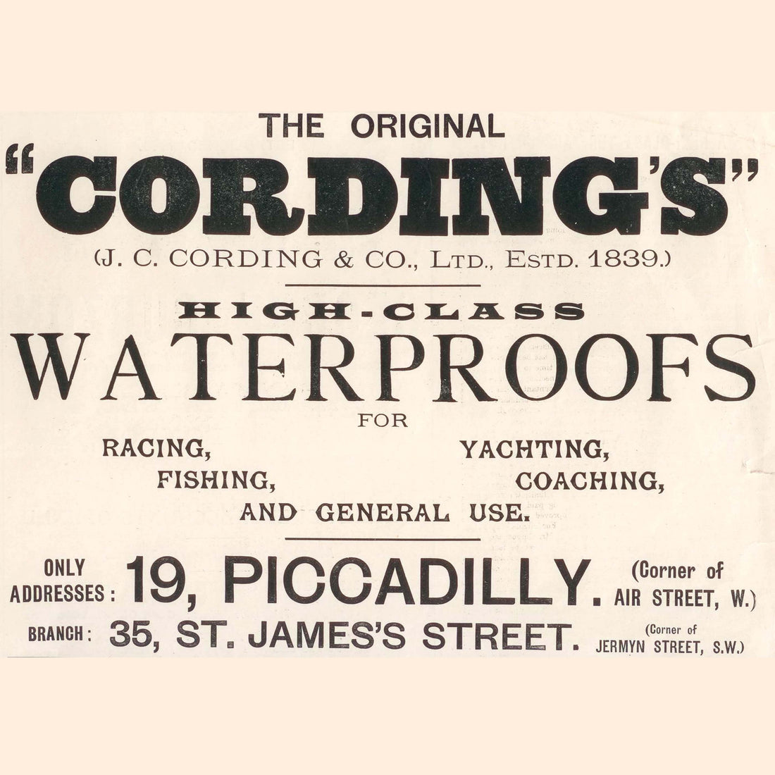 Early Cordings adverts