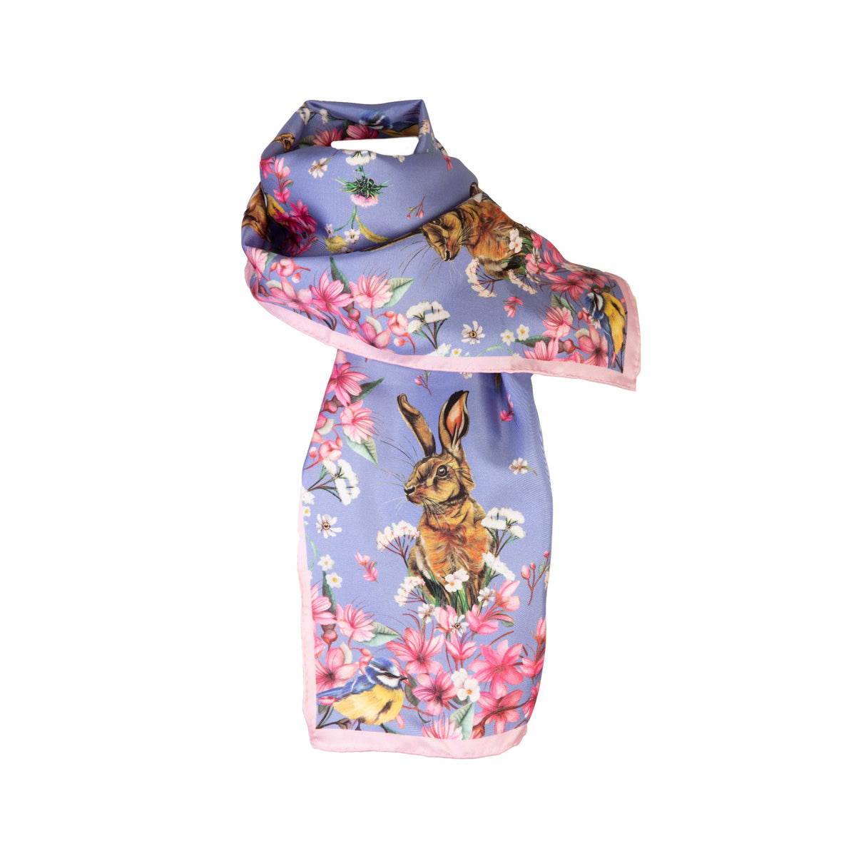 Periwinkle Oopsie Daisy Narrow Silk Scarf