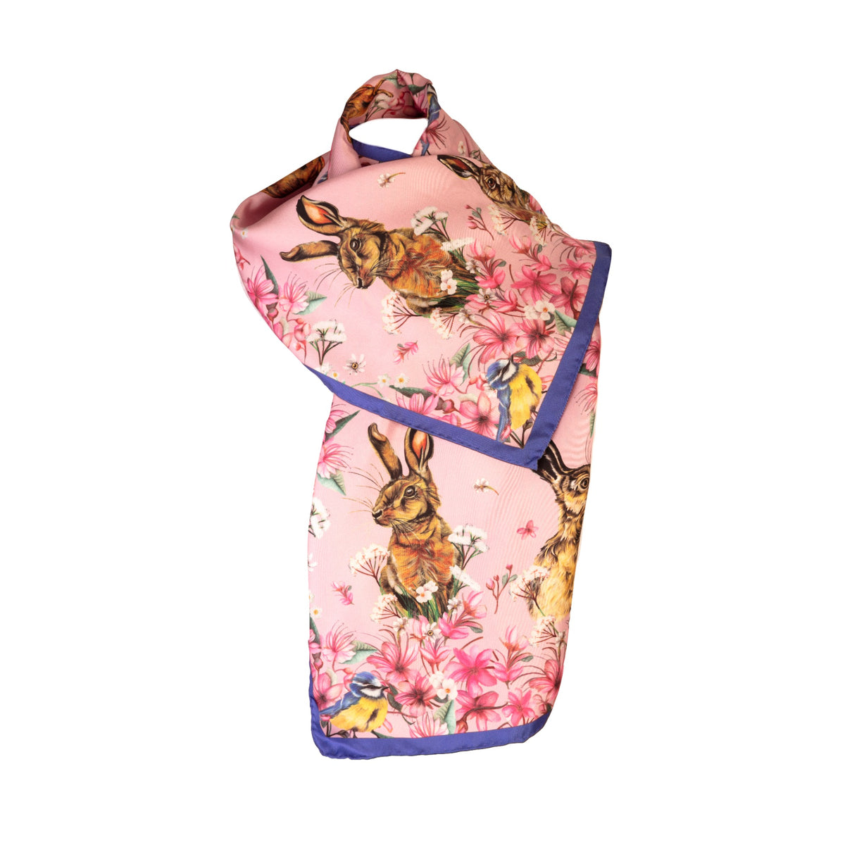 Pink Oopsie Daisy Narrow Silk Scarf