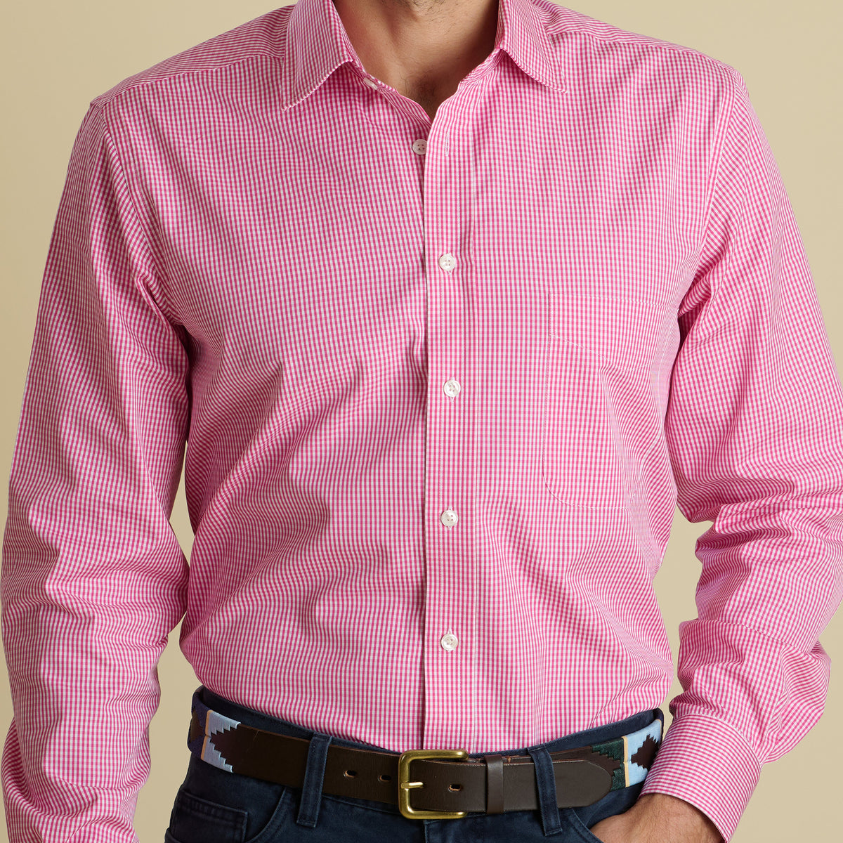 Red Holt Gingham Poplin Shirt