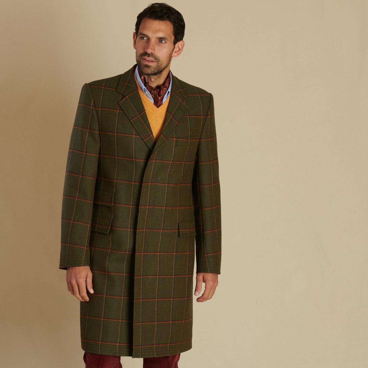 Elgin Check Tweed Overcoat