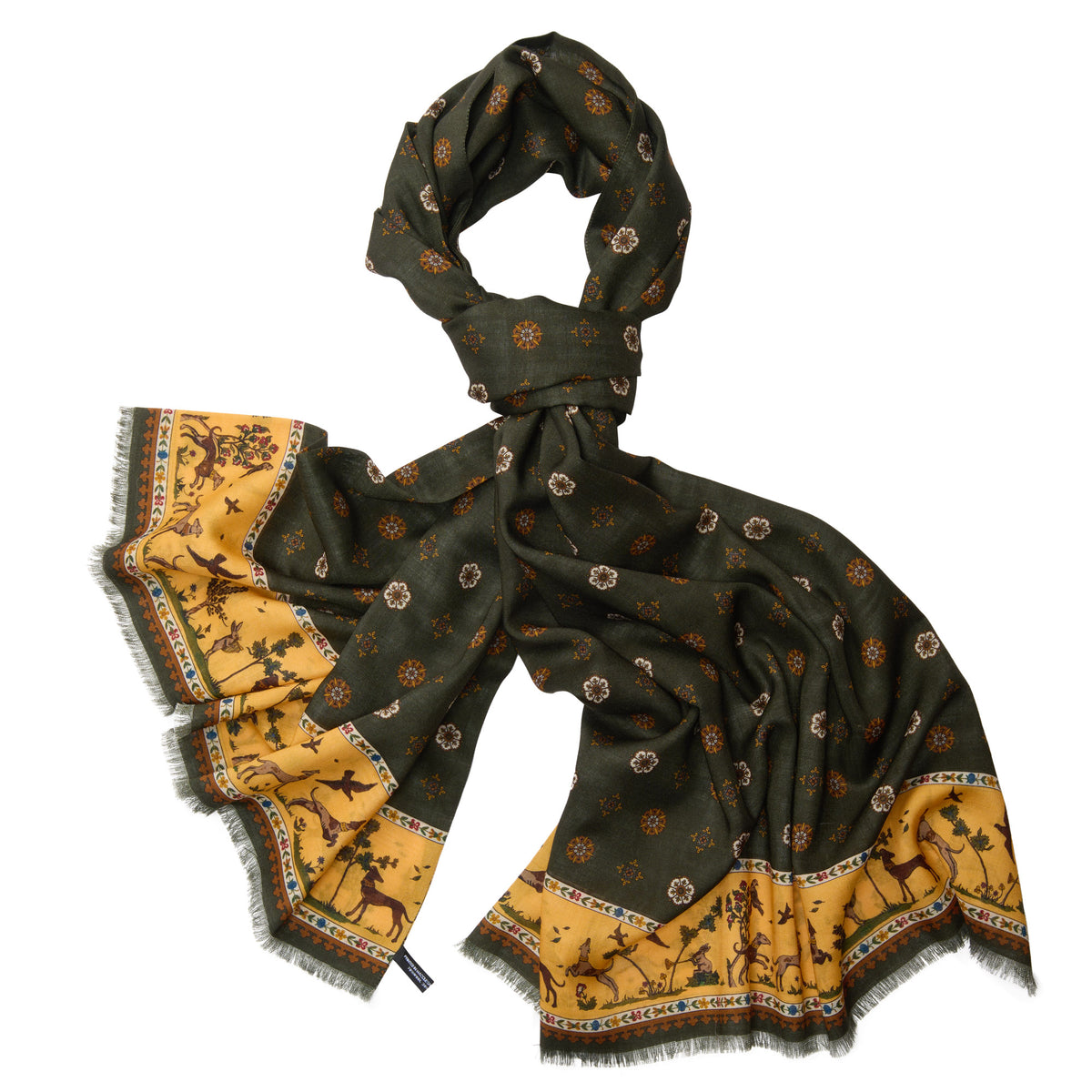 Olive Rose Wool & Silk Scarf