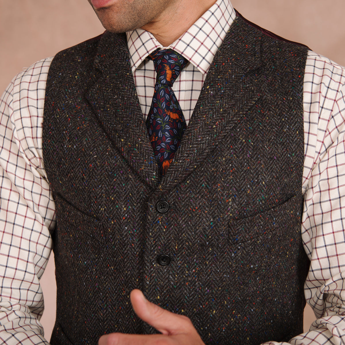 Brown & Grey Ballymore Donegal Waistcoat