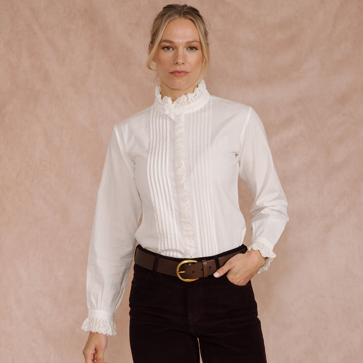 White Ruffle Cecilia Blouse