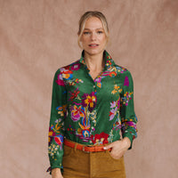 Kanazawa Flowers Crepe de Chine Silk Shirt Made with Liberty Fabric